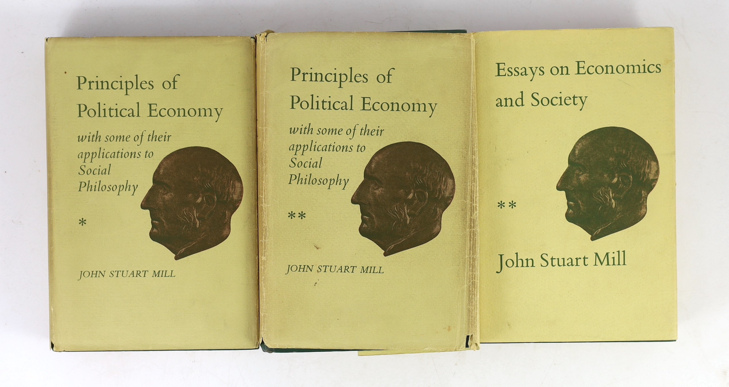 Hollander, Samuel - The Economics of John Stuart Mill. 2 vols. publisher's cloth and d/wrappers. 1985; Mill, John Stuart - The Collected Works.....vols. 2, 3 and 5 (only) introductions V.W. Bladen and edited by J.M. Robs